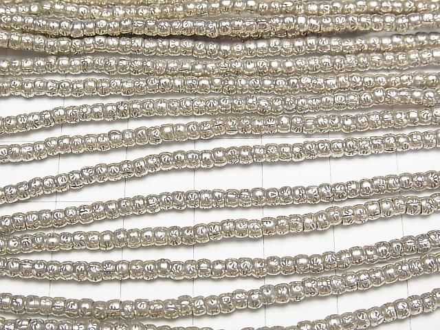 Karen Silver Rondelle Beads with Sun Pattern, 2.5x2.5x2mm, 1/4 or 1-strand (approx. 28inch/69cm)