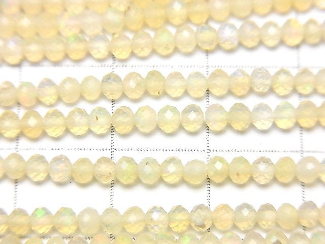 高品質!衣索比亞蛋白石 AA++ 刻面圓形鈕扣半串或一串珠子(約12英吋/30公分)
