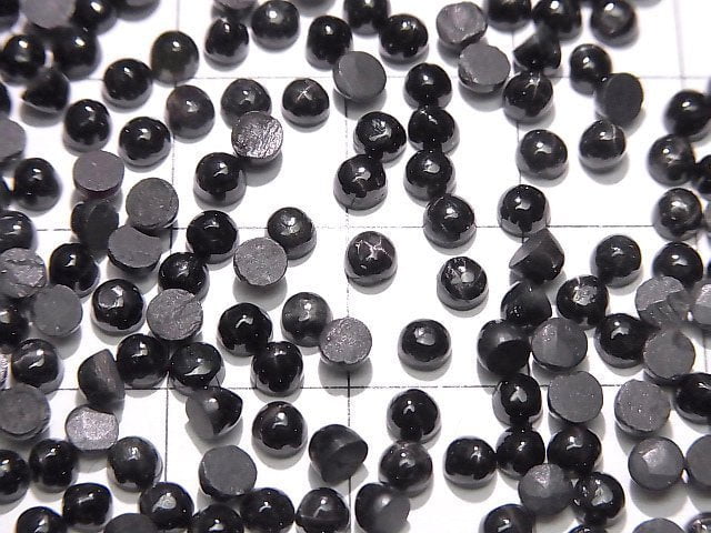 Schwarzer Stern-Diopsid Rund-Cabochon 3x3mm 10 Stück
