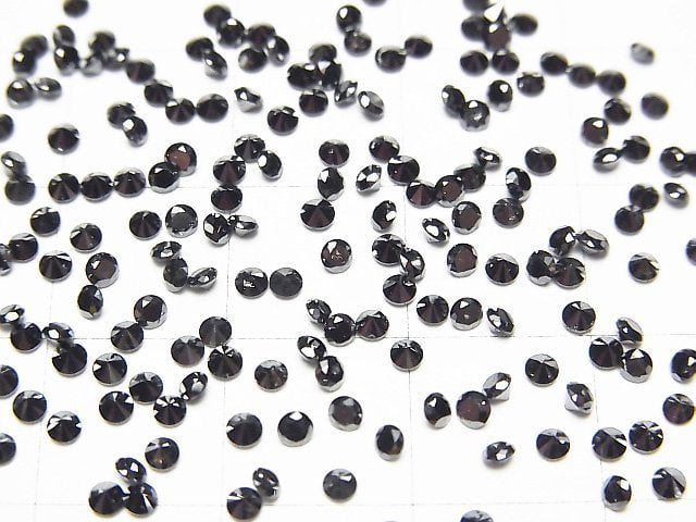 Schwarzer Diamant AAA rund facettiert 2x2mm 5 Stück