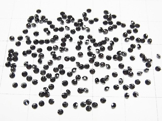 Schwarzer Diamant AAA rund facettiert 2x2mm 5 Stück