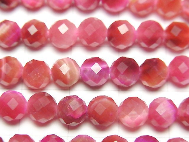 高品質!粉色虎眼石 AA+ 切面圓珠 6mm 1串(約15英吋/37公分)