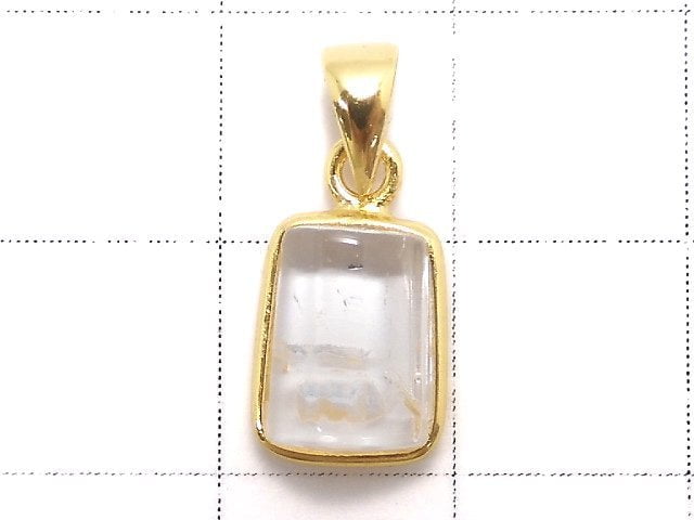 Pendentif pépite facettée de fluorite dans du quartz 18 carats plaqué or - Pièce unique - N° 31