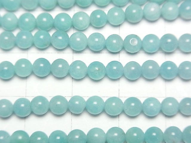 秘魯亞馬遜石 AAA 級 - 圓形 4mm 1串珠子 (約15英吋/38公分)
