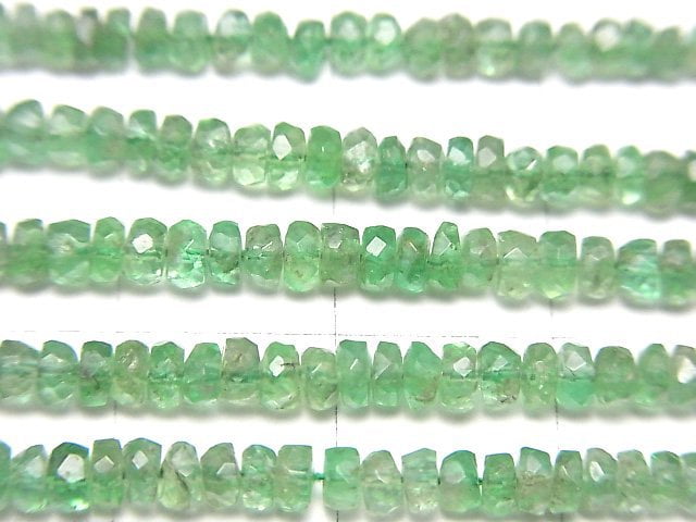 High Quality Columbia Emerald AAA- Faceted Button Rondelle 1/4 or 1strand beads (aprx.15inch/38cm)