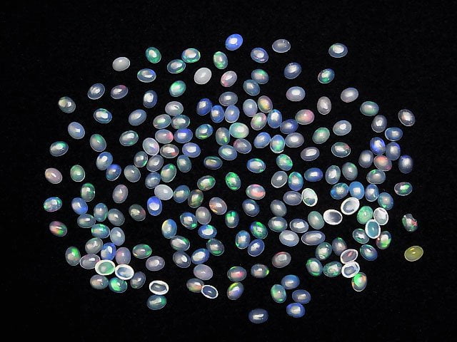 Hochwertiger äthiopischer Opal AA++ Oval Cabochon 4x3mm 20 Stück