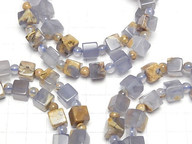 Argentinischer blauer Chalcedon AA++ Basalt enthaltene Röhre 8mm & rund 5mm Armband