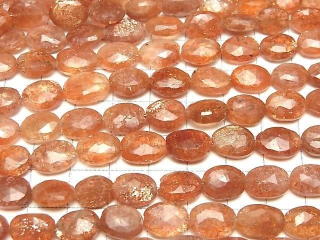 Hochwertiger Sonnenstein AA++ facettierter oval 1Strang Perlen (ca. 6 Zoll/16 cm)