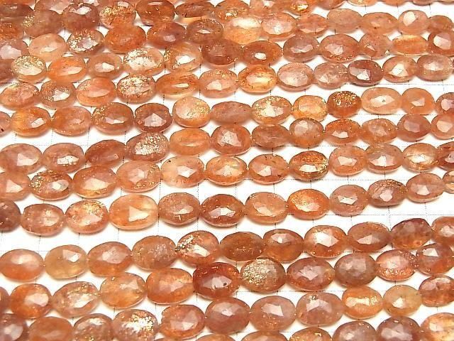 Hochwertiger Sonnenstein AA++ facettierter oval 1Strang Perlen (ca. 6 Zoll/16 cm)