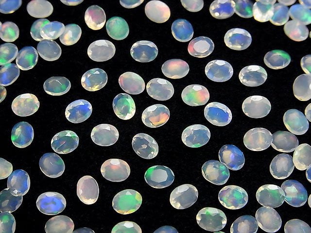 Hochwertiger äthiopischer Opal AAA- Oval facettiert 5x4mm 10 Stück