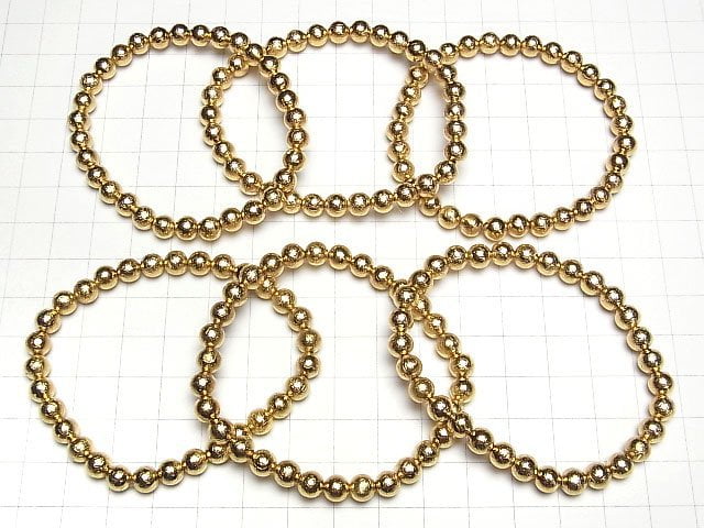 Meteoriten rund 6mm Gelbgold Armband