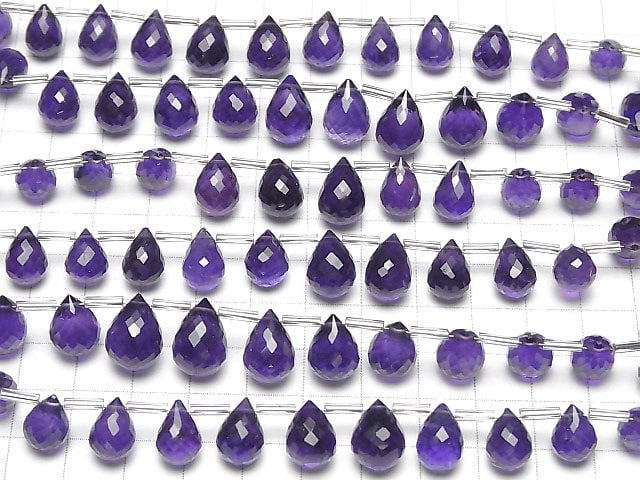 Hochwertiger Amethyst AAA- Tropfen facettierte Briolette halb oder 1Strang Perlen (ca. 6 Zoll / 16 cm)