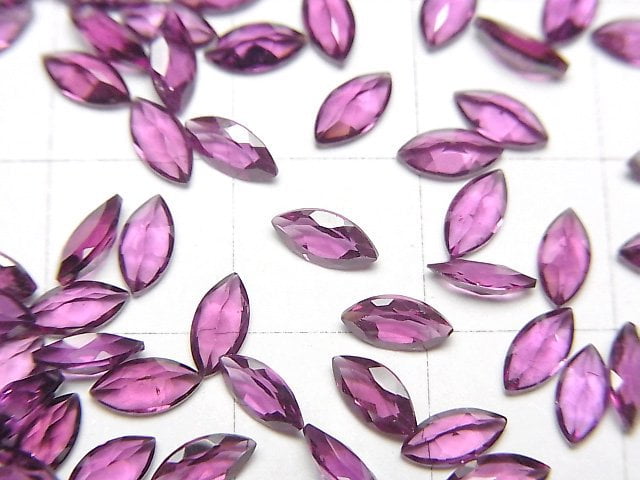 高品質紫牙烏石榴石 AAA 刻面馬眼形裸石 6x3毫米 5顆