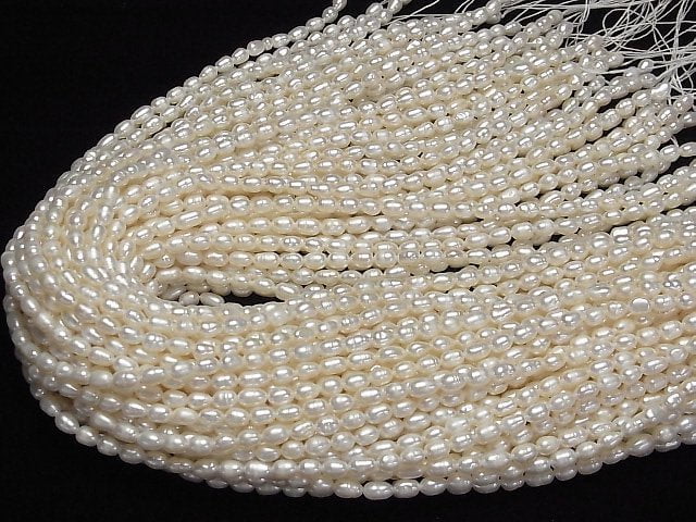 Süßwasserperle AA Reis 6x4x4mm Weiß 1 Strang Perlen (ca. 14 Zoll / 34 cm)
