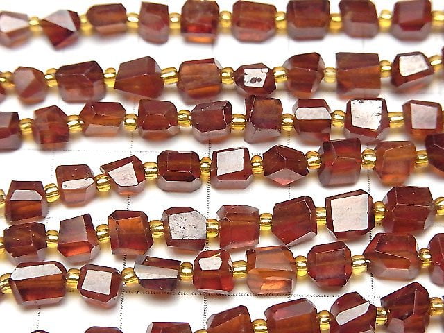 Hochwertiger Hessonit Granat AA++ Facettierter Nugget halb oder 1 Strang Perlen (ca. 7 Zoll / 18 cm)