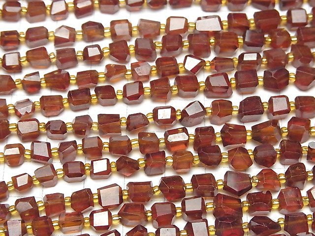 Hochwertiger Hessonit Granat AA++ Facettierter Nugget halb oder 1 Strang Perlen (ca. 7 Zoll / 18 cm)