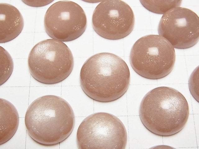 粉棕色月光石 AAA 圓形凸圓形 15x15mm 2顆