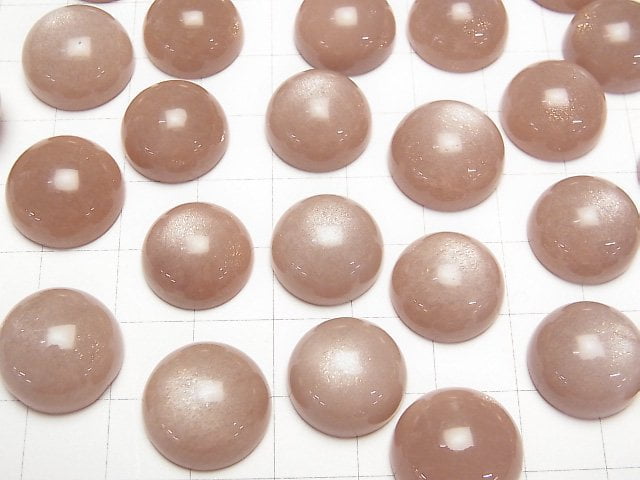 Rosa brauner Mondstein AAA- runder Cabochon 15x15mm 2 Stück