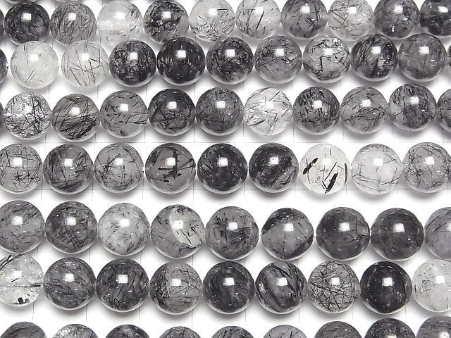 Turmalinquarz AAA- rund 10mm halbe oder 1 Strang Perlen (ca. 15 Zoll/36 cm)