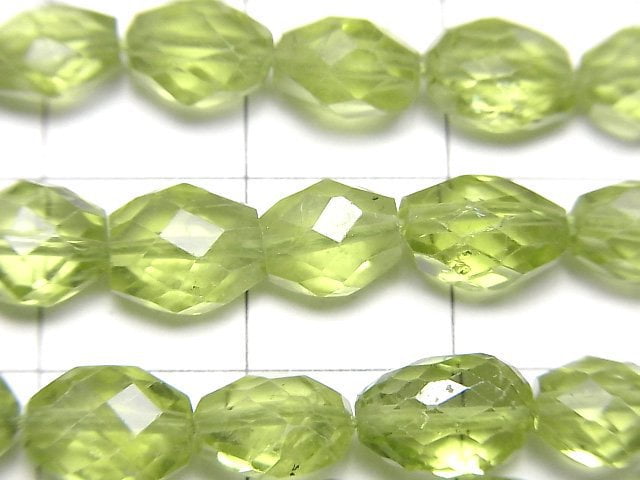 高品質橄欖石 AAA 扁平塊狀 - 刻面橢圓形 半串或整串珠子 (約15英寸/38公分)