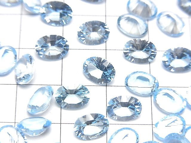 Hochwertiger Himmelblauer Topas AAA Lose Stein Oval konkav geschliffen 8x6mm 2 Stück