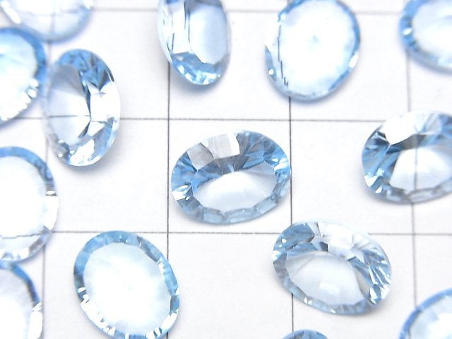 高品質天藍拓帕石 AAA 級 橢圓形內凹切工 10x8mm 2顆