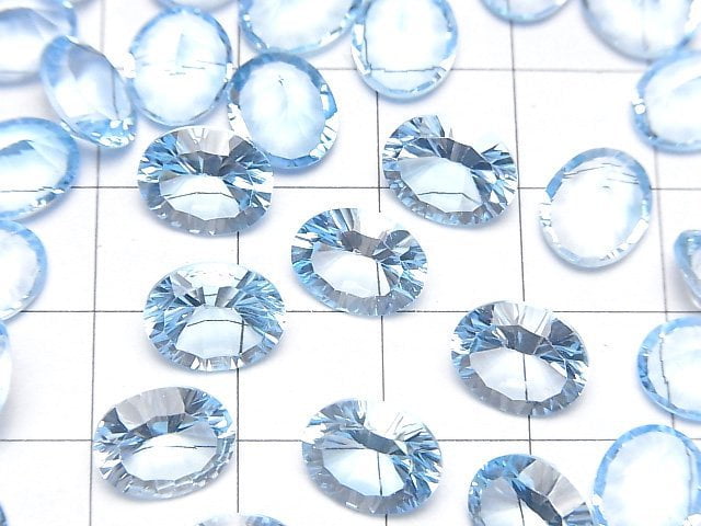 Hochwertiger Himmelblauer Topas AAA Lose Stein Oval konkav geschliffen 10x8mm 2 Stück