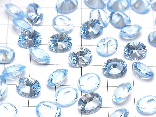 Hochwertiger Himmelblauer Topas AAA Lose Stein Oval konkav geschliffen 10x8mm 2 Stück
