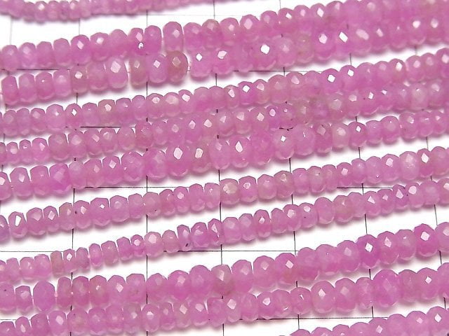 Hochwertiger! Unbehandelter rosa Saphir AAA- facettierte Knopf-Rondelle halb oder 1 Strang Perlen (ca. 16 Zoll/39 cm)