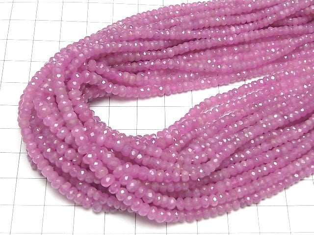 Hochwertiger! Unbehandelter rosa Saphir AAA- facettierte Knopf-Rondelle halb oder 1 Strang Perlen (ca. 16 Zoll/39 cm)