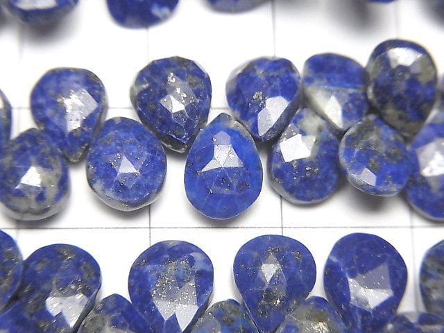 青金石 AA+ 梨形切面水滴半串或一串珠子 (約 7 英吋/18 公分)