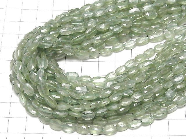 Hochwertiger grüner Kyanit AA++ facettiert Oval halb oder 1 Strang Perlen (ca. 15 Zoll/38 cm)