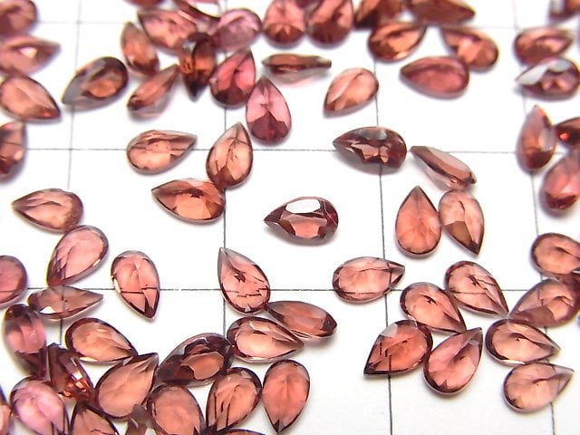 高品質莫三比克石榴石 AAA 梨形刻面裸石 5x3 毫米 10 顆