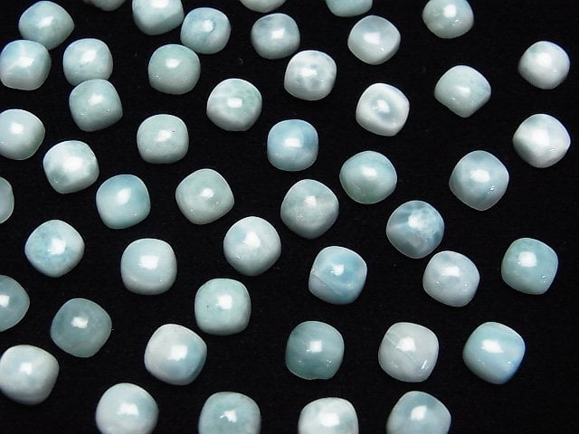 Larimar Pectolith AA+ Quadratischer Cabochon 6x6mm 4 Stück