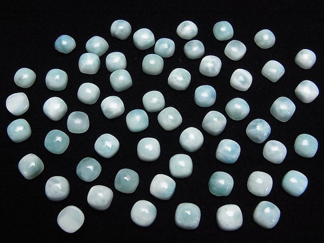 Larimar Pectolith AA+ Quadratischer Cabochon 6x6mm 4 Stück