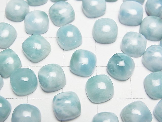 海紋石(拉利瑪)AA級方形素面切角 8x8毫米 2顆