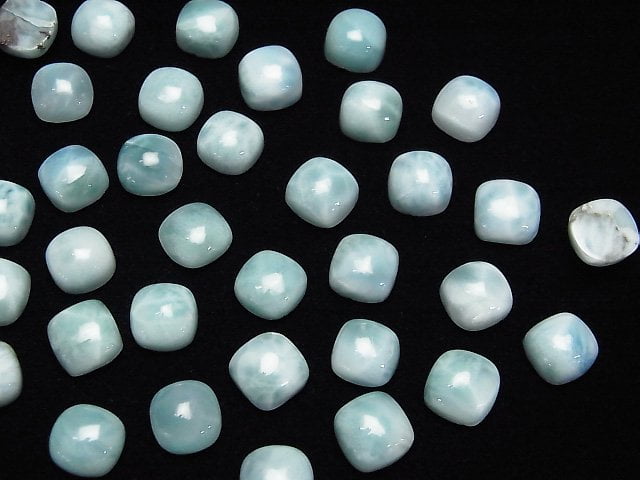 Larimar Pectolith AA Quadratischer Cabochon 8x8mm 2 Stück