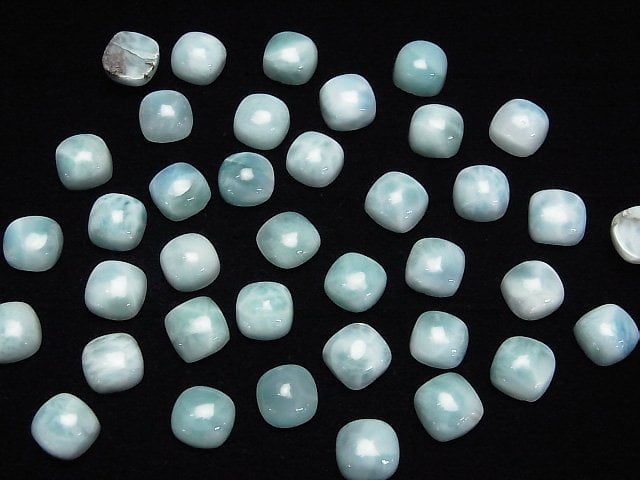 Larimar Pectolith AA Quadratischer Cabochon 8x8mm 2 Stück
