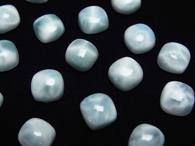 Larimar Pectolith AA++ Quadratischer Cabochon 8x8mm 2 Stück