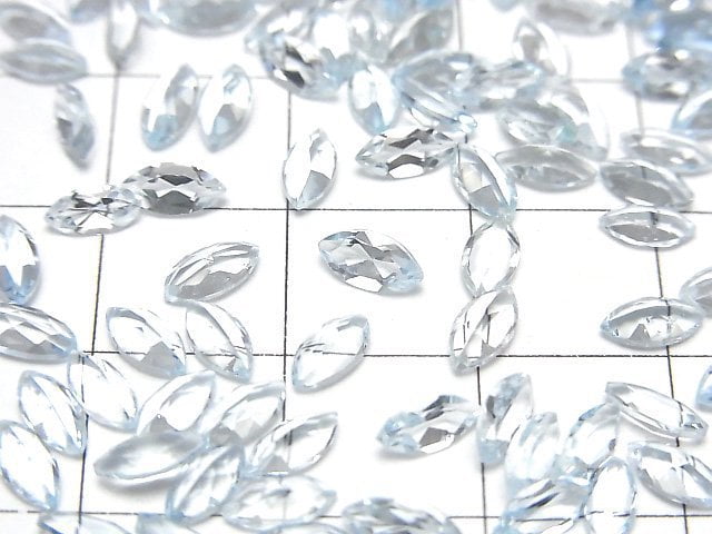 高品質天空藍托帕石 AAA 裸石 馬眼形刻面 6x3mm 10顆