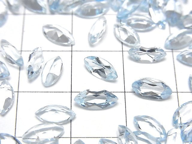 高品質天空藍拓帕石 AAA 裸石 馬眼形刻面 8x4mm 5顆