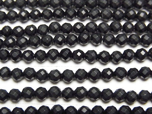 高品質!霧面縞瑪瑙刻面圓珠 3mm 1串珠 (約15英吋/36公分)