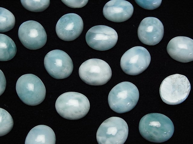 Larimar Pectolith AA Ovaler Cabochon 12x10mm 2 Stück