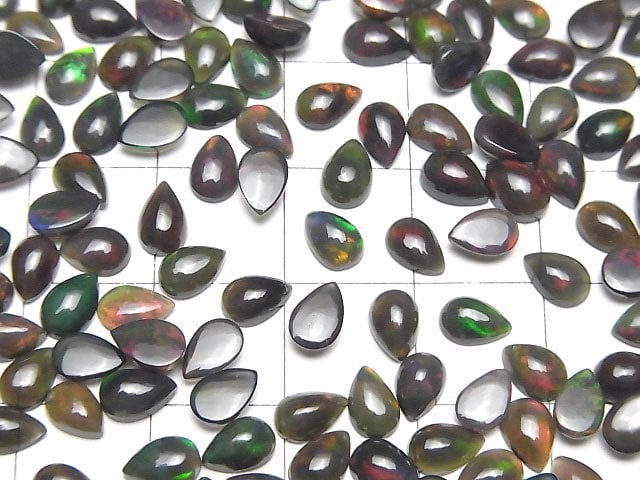 Hochwertiger schwarzer Opal AAA Tropfenform Cabochon 6x4mm 5Stück