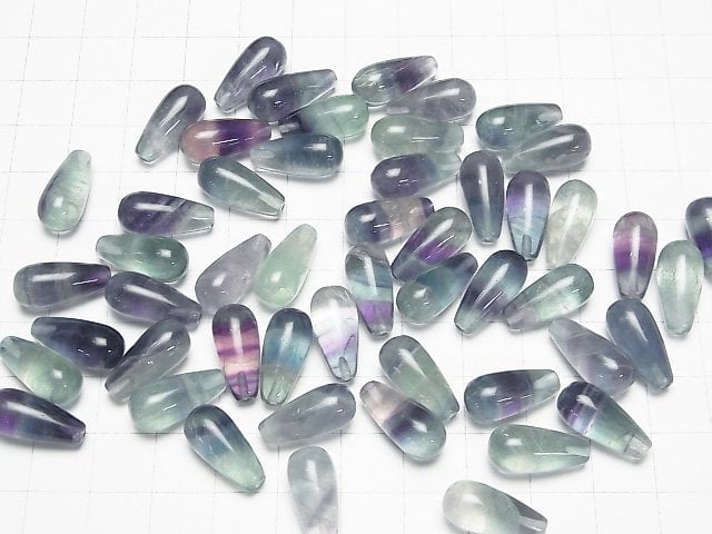 Mehrfarbiger Fluorit AA++ halb durchbohrter Tropfen (glatt) 16x8mm 3Stück