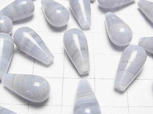 藍紋瑪瑙 AA 半孔水滴形 (光滑) 16x8mm 1顆