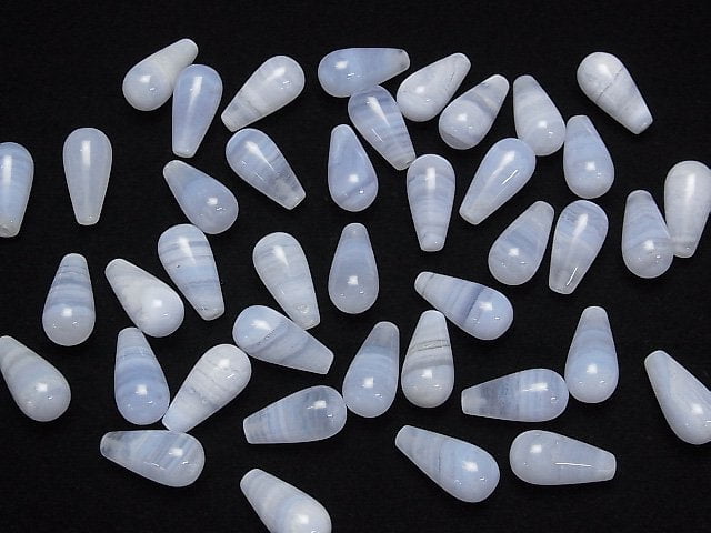 Blauer Spitzenachat AA++ halb durchbohrter Tropfen (glatt) 16x8mm 1Stück