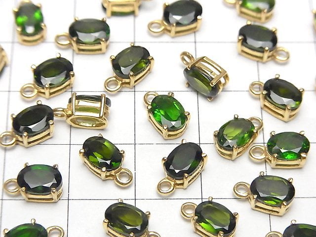 Hochwertiger Chromdiopsid AAA Zargenfassung oval facettiert 7x5mm 18KGP 1 Stück