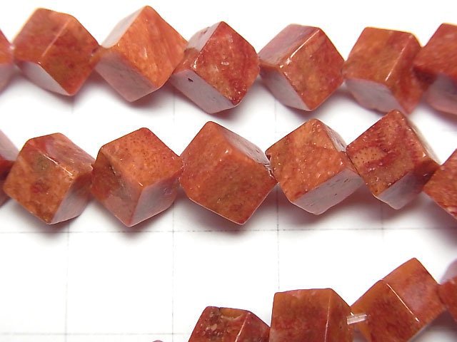 海綿珊瑚骰子珠 8x8x8毫米 1串(約15英吋/38公分)
