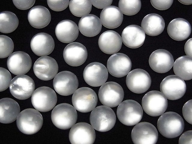 Weisse Muschel x Kristall AAA runder Cabochon, 12x12mm, 2 Stück